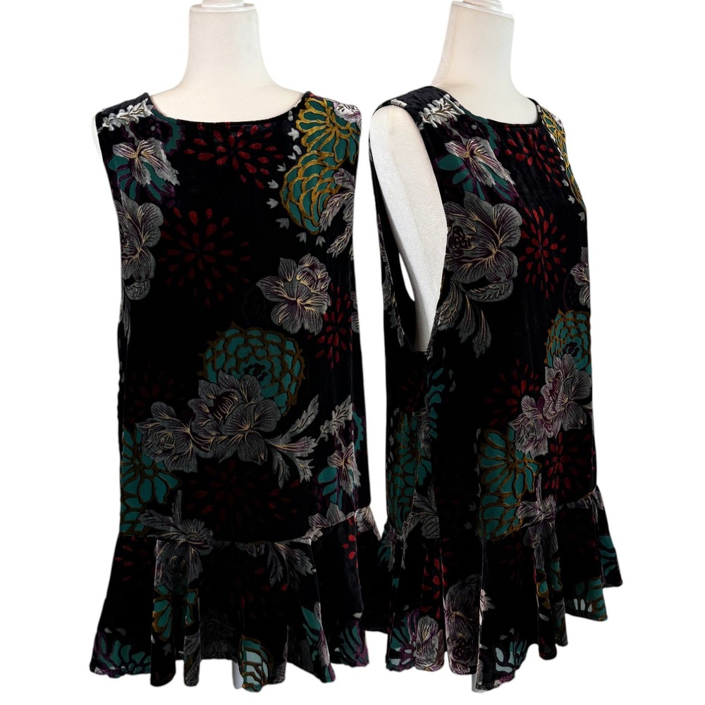 NWT Free People Velvet Burnout Floral Mini Dress M Drop Waist Whimsigoth Moody